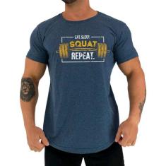 Camiseta Longline Manga Curta MXD Conceito Eat Sleep Squat Repeat, P, 