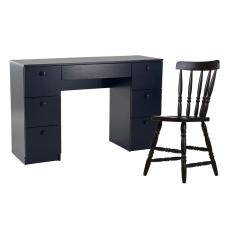 Mesa De Escritório Ditália 7 Gavetas Com Cadeira Pe-100 Preto