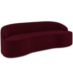 Sofá 3 Lugares Curvo Sala de Estar Living Lótus D02 Veludo Marsala 180 cm C-278 - Lyam
