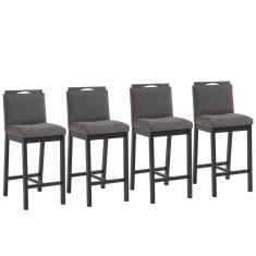 Conjunto 4 Banquetas Madeira Maciça Dani Preto Tec Algodão