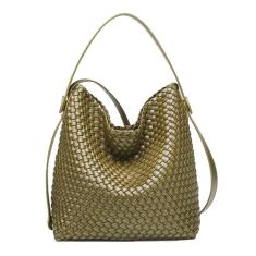 DSGUTWO Bolsa feminina de couro vegano, bolsa de ombro com alça superior e bolsas, Verde oliva