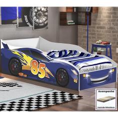 Cama Quarto Solteiro Carro Com Colchão Azul