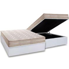 Conjunto Box Baú Casal: Colchão Espuma Paropas D28 - Master Ag80 Clean Double Face 17 + Base Crc Courano White (138x188)