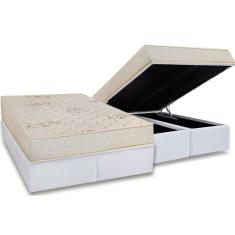 Conjunto Box Baú Queen: Colchão Espuma Luckspuma D45 Gran Luck Floral Pró Saúde + Base Crc Courano White (158x198)
