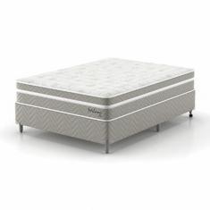 Cama Box Casal com Colchão Milani Mola Verticoil Bege - Modern