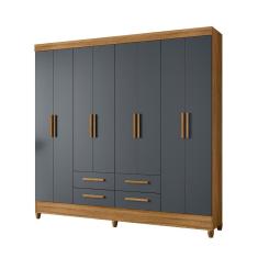 Guarda Roupas Casal 8 Portas 4 Gavetas Flórida Freijó/cinza Moval