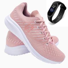 Tênis Esportivo Feminino Para Caminhada Academia Gmm Shoes + Relógio-Feminino