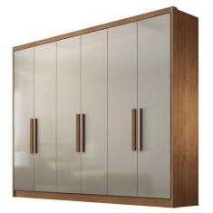 Guarda Roupa Casal Linea 6 Portas 8 Gavetas MDF Cumaru 25 Fendi Móveis Novo Horizonte