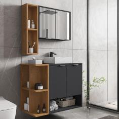 Gabinete Banheiro Ibiza 2 Portas Cuba e Armario Espelheira