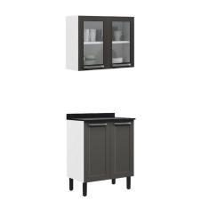 Cozinha compacta 2 Peças 4 Portas Florença Itatiaia Grafite/Branco