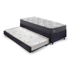 Bicama Box Solteiro com Colchão Adapto Ecoflex Molas Ensacadas Suede 88x188cm Preto