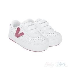 Tênis Infantil Starzinho Vision Branco com Glitter Rosa - Linha Baby/B