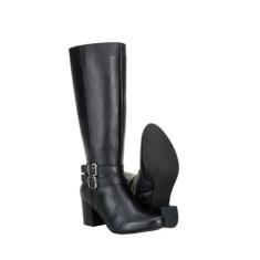 Bota Montaria Capelli Feminina Couro Bico Redondo Dia a Dia, Preto, 37