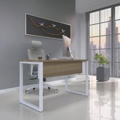 Mesa para Escritório Industrial 90cm Pe25 Noce/Branco