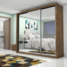 Guarda Roupa Casal com Espelho 3 Portas de Correr Ilheus Premium Espresso Móveis