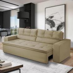 Sofá Retrátil e Reclinável 3 lugares com Molas 1,80m Vegas Suede Bege 