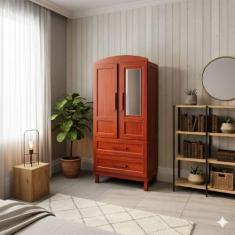 Guarda-Roupa Solteiro Bacuri 2 Portas 2 Gavetas com Espelho Mel - Rodm