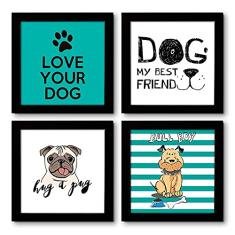 Quadro Decorativo Composê 40x40 Cm Cachorros Dog