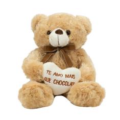 Urso De Pelúcia 29 Cm Coração Te Amo Mais Que Chocolate Fofy