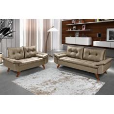 Conjunto Sofá Bariloche 2 E 3 Lugares Essencial Estofados, Chocolate