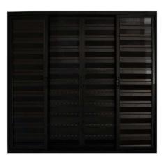 Janela de Alumínio Preto Veneziana de Correr 6 Folhas Sem Grade Hale E