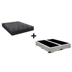 Cama Box King 193 Bipartido Tecido Sintético Branco com Colchão Lisboa