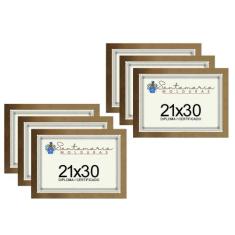 Kit 6 Molduras Porta Diploma Certificado A4 21x30 Dourado - Santamaria