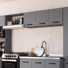 Armário de Cozinha Aéreo 3 Portas Light Móveis Cinza