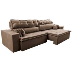 Sofá Retrátil E Reclinável 2,02m Luxos Cama Inbox Velusoft Castor