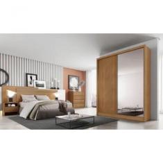 Guarda Roupa Solteiro Com Espelho 2 Portas 3 Gavetas Virtus - Cumaru - Móveis  Horizonte