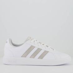 Tênis Adidas Grand Court Base 2.0 Feminino Branco e Prata-Feminino