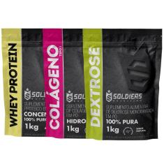Kit: Whey Protein Concentrado 1Kg + Colágeno 1Kg + Dextrose 1Kg - 100% Importado - Soldiers Nutritio-Unissex