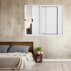 Janela Veneziana de Alumínio 3 Folhas 120 X 150cm Linha Modular - Esqu