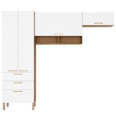 Cozinha Compacta Bartira Veneza com 4 Portas, 3 Gavetas e 4 Prateleiras - 250,8cm de largura