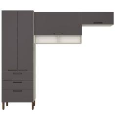 Cozinha Compacta Bartira Veneza com 4 Portas, 3 Gavetas e 4 Prateleiras - 250,8cm de largura