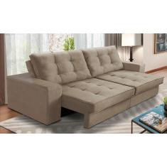 Sofá Retrátil e Reclinável 3 lugares 2,30m com Molas Marcela Suede Cappuccino Adonai Estofados