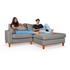 Sofá Paris 2 Lugares Living Com Chaise Essencial Estofados (Lado Esquerdo, Cinza)