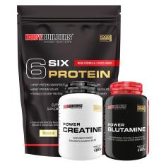 Kit Whey Protein 6 Six Protein 2Kg + Creatina 100g + Glutamina 100g - Bodybuilders-Unissex