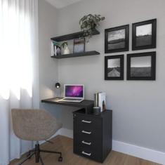 Escrivaninha Para Escritório e Home Office com 4 Gavetas Preto