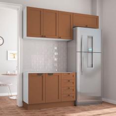 Cozinha Modulada 3 Peças 2 Aéreos 1 Balcão Arizona Cabecasa Madeiramadeira Branco/Terracota