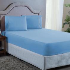 Conjunto Cama King Size 400 Fios Lençol com Elástico Fronha Ponto Pali