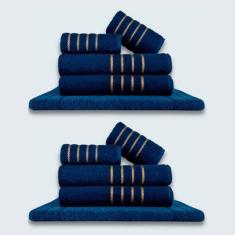 Jogo De Toalhas 10 P?s Cole??o Montreal 100% Algod?o Azul+azul