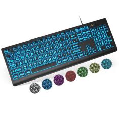 Teclado Retroiluminado SABLUTE com Impressão Grande - USB com Fio para