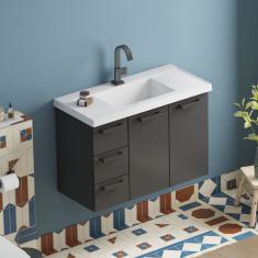 Gabinete para Banheiro em Aço 3 Gavetas 81cm Damasco