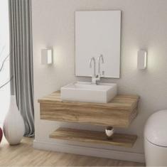 Bancada para Banheiro 80cm com Cuba Q39 Prateleira e Espelheira 806W Metrópole Compace