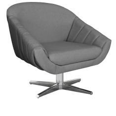 Poltrona Giratória Giovana Linho Grafite Base Cromada