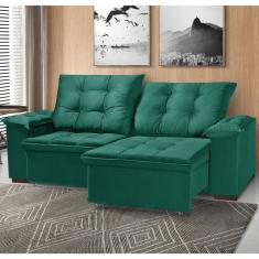 Sofá Retrátil E Reclinável 3 Lugares 230cm Cianita Nabas Estofados Verde