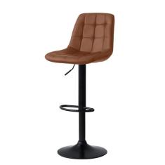 Banqueta Alta Elegance Estofada Com Base Giratória E Regulagem De Altura - Marrom