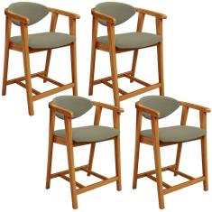 Kit 04 Banquetas Baixa Para Cozinha Sala Jantar Bancada Cecília L02 Bouclê Oliva - Lyam Decor