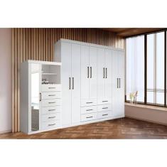 Guarda Roupa 2 Peças (1GuardaRoupa+1Cômoda) QC138 Branco - Santos Andi